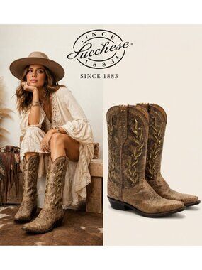 Lucchese Since 1883 Women’s 8.5 B Studded Leather Western Cowboy Boots M4621